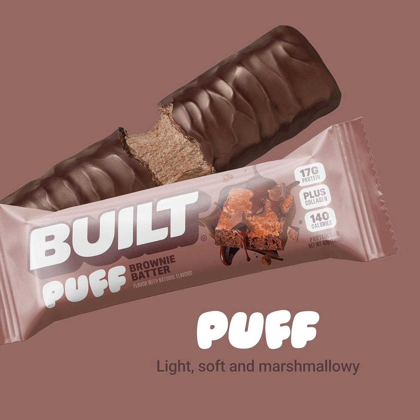 Built Puff Protein Bars – Strawberries ’N Cream, 15g Protein, 12 Pack