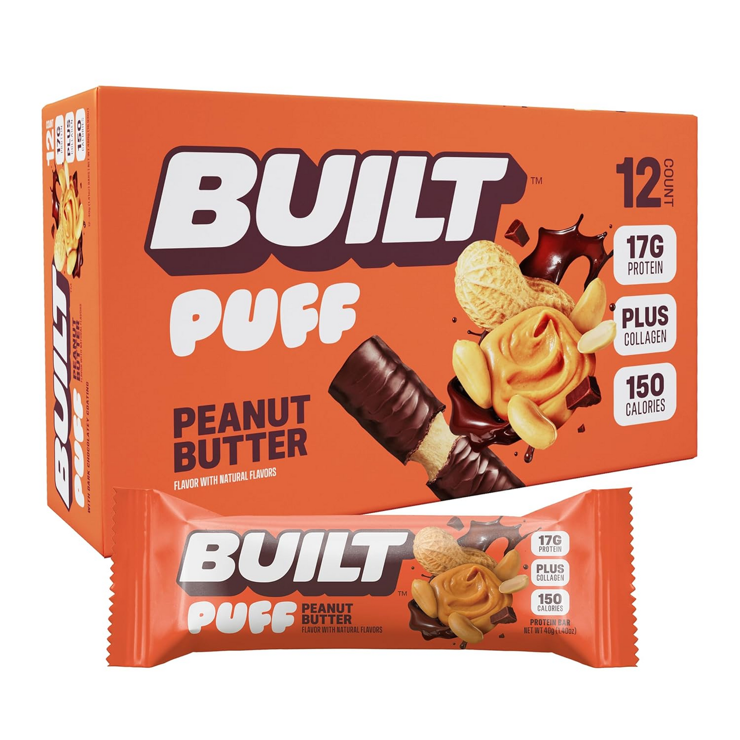 Built Puff Protein Bars – Strawberries ’N Cream, 15g Protein, 12 Pack