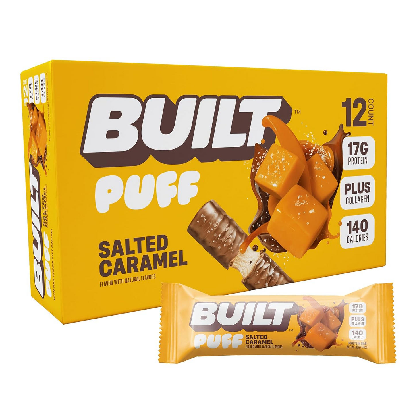 Built Puff Protein Bars – Strawberries ’N Cream, 15g Protein, 12 Pack