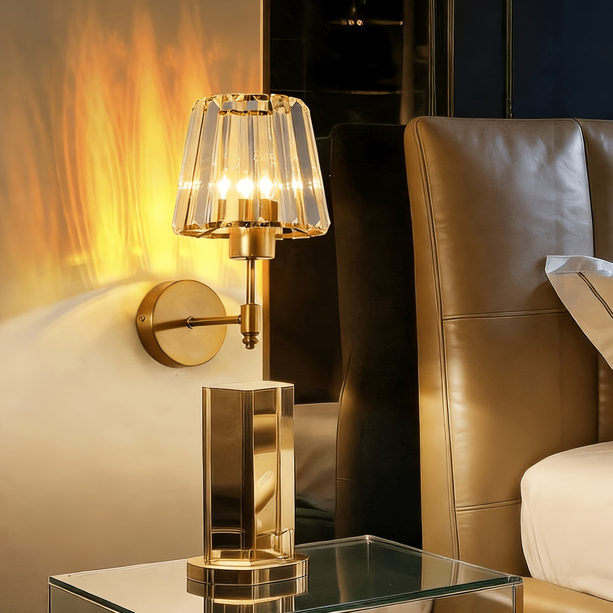 Modern Crystal Mask Wall Sconce – Decorative Metal Wall Light for Bedroom & Living Room