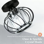 Modern Crystal Cage Ceiling Light – Semi-Flush Metal Ceiling Fixture