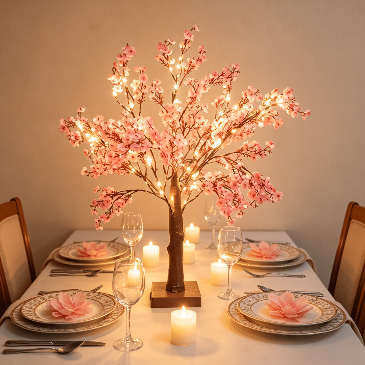 Pink Cherry Blossom Decorative Tree Lamp – USB Tabletop Flower Light