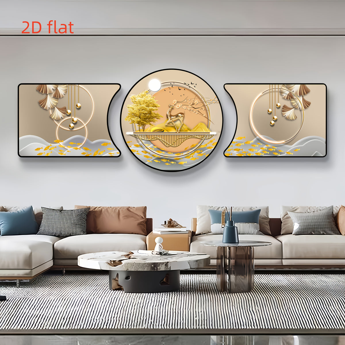 3-Piece Abstract Deer Wall Art Set – Framed Decorative Paintings