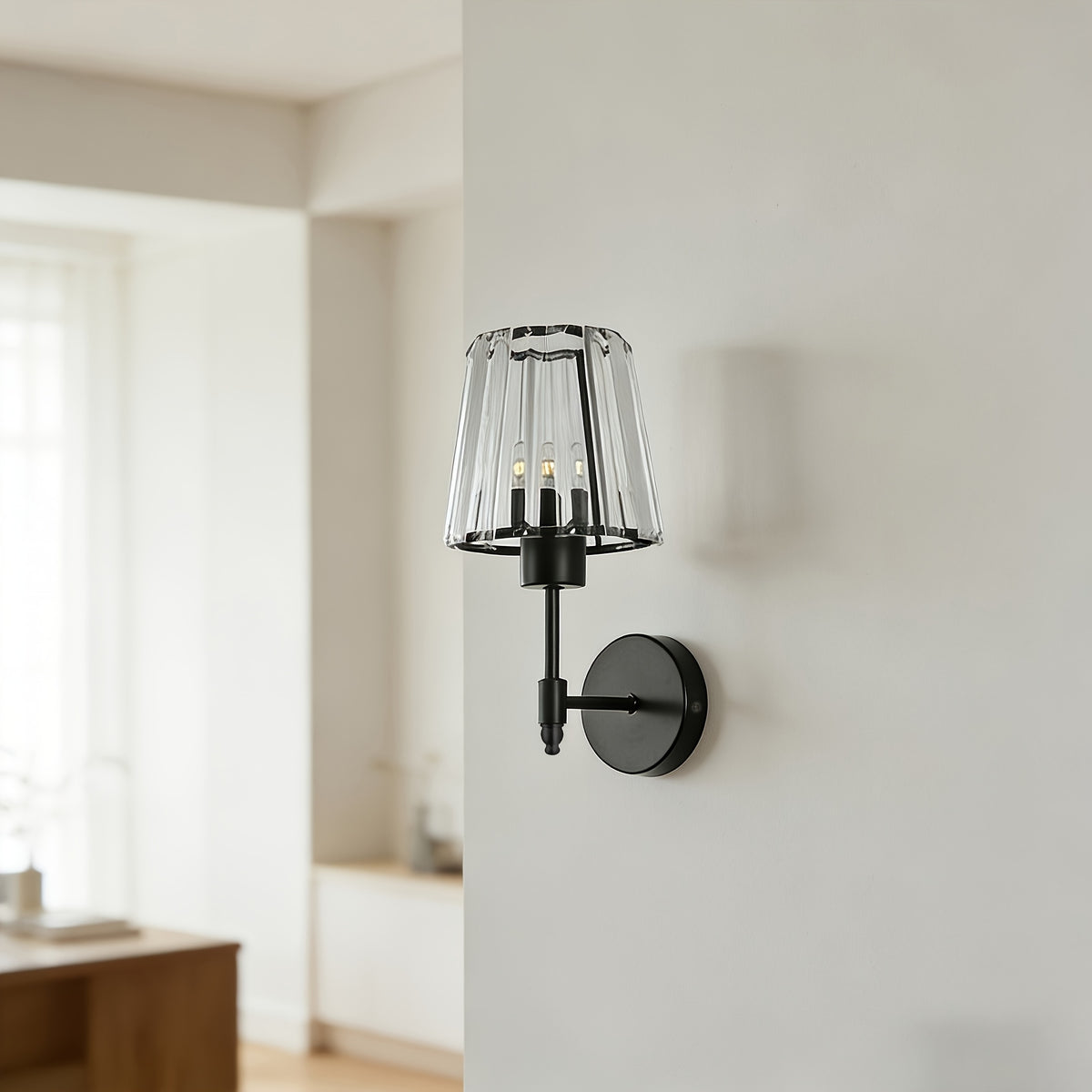 Modern Crystal Mask Wall Sconce – Decorative Metal Wall Light for Bedroom & Living Room