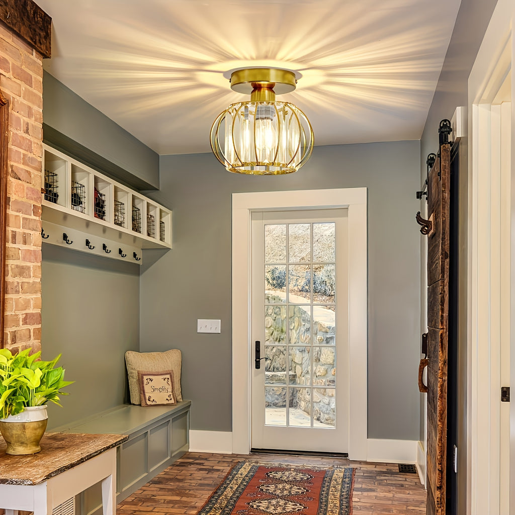 2-Piece Modern Metal Cage Ceiling Light Set – Semi-Flush Indoor Fixtures