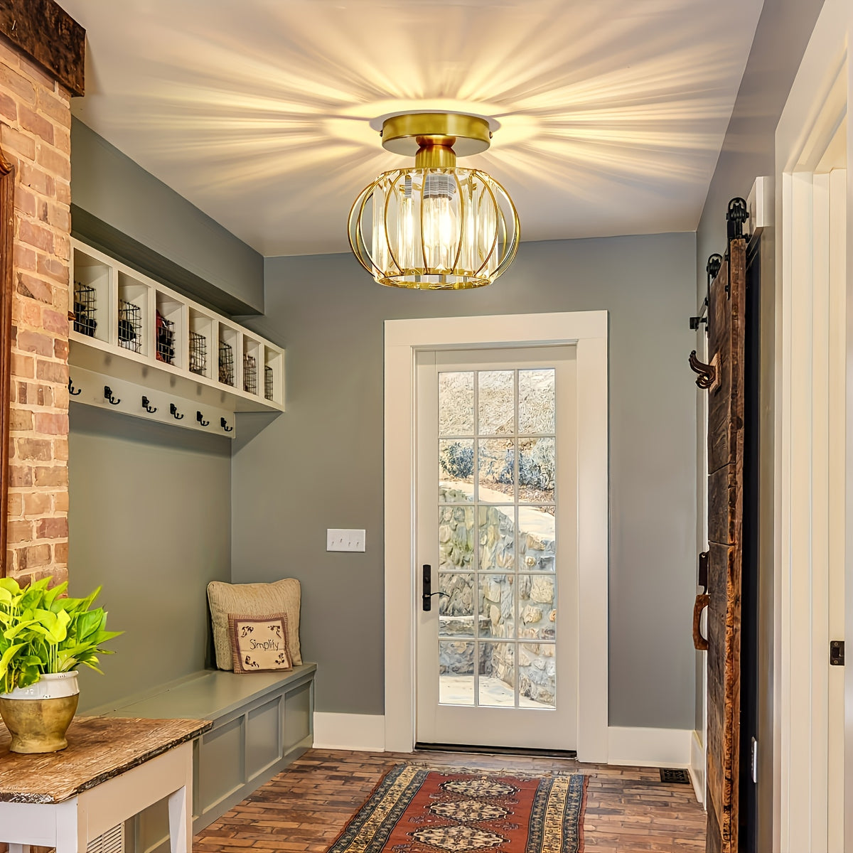 2-Piece Modern Metal Cage Ceiling Light Set – Semi-Flush Indoor Fixtures