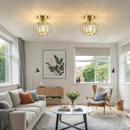 Modern Crystal Cage Ceiling Light – Semi-Flush Metal Ceiling Fixture