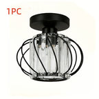 Modern Crystal Cage Ceiling Light – Semi-Flush Metal Ceiling Fixture