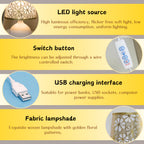 Modern Golden Floral Table Lamp – USB Powered Decorative Desk Light