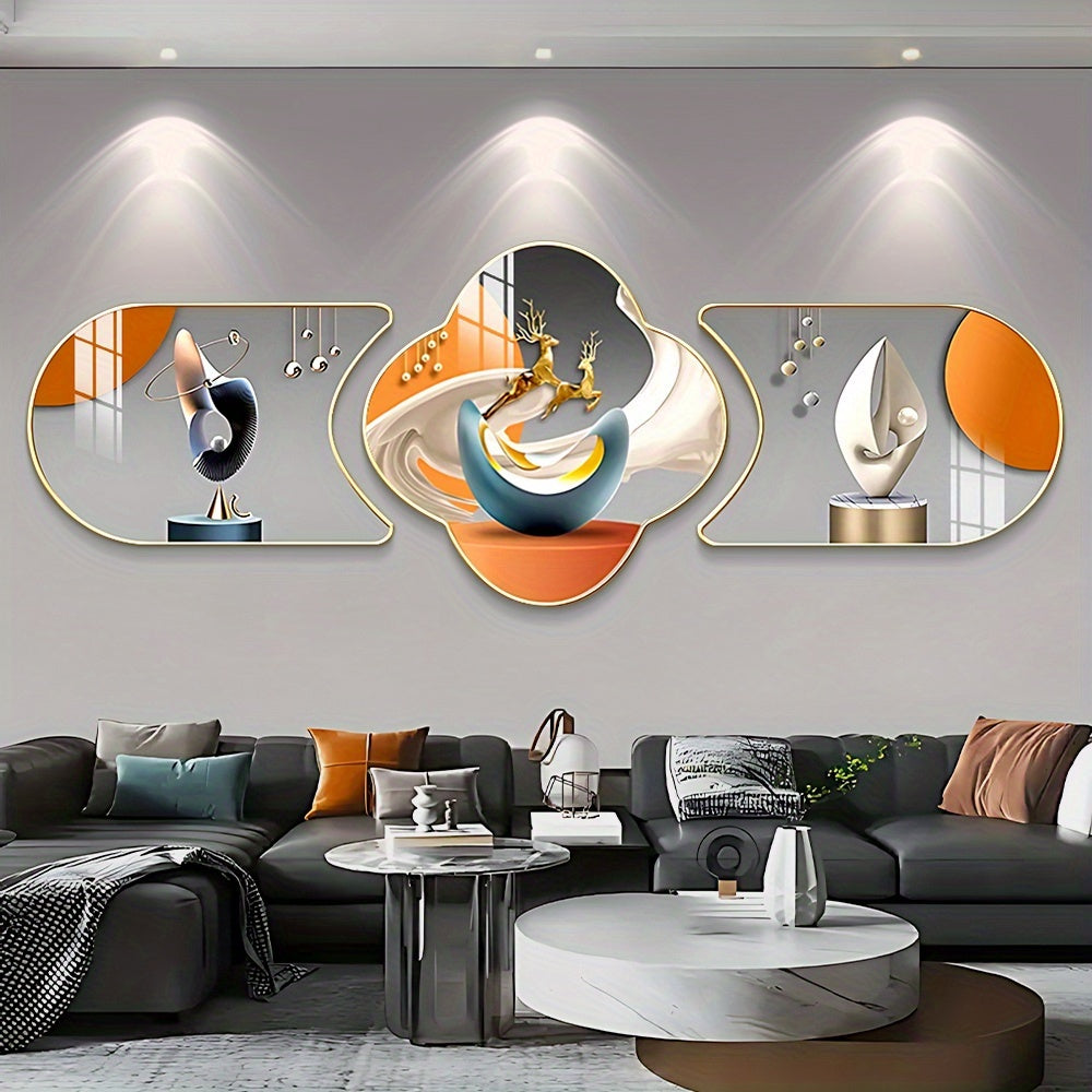 3-Piece Geometric Wall Art Set with Frames