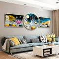 3-Piece Golden Tree and Deer Wall Art Set – Decorative Animal Artwork