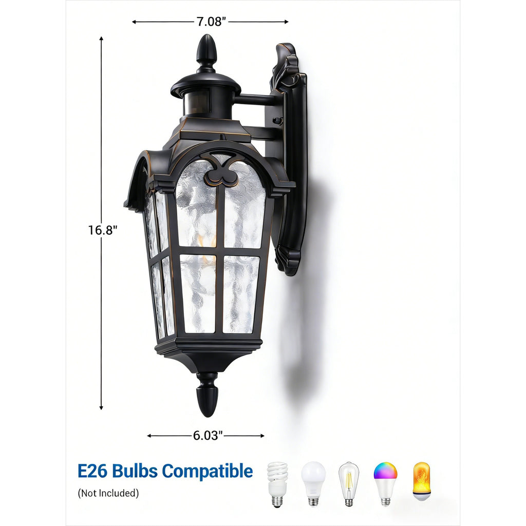 Motion Sensor Wall Sconce Light – Dusk-to-Dawn Outdoor Porch Light