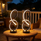 2-Piece Modern Spiral Table Lamp Set – USB Powered Dimmable LED Lights