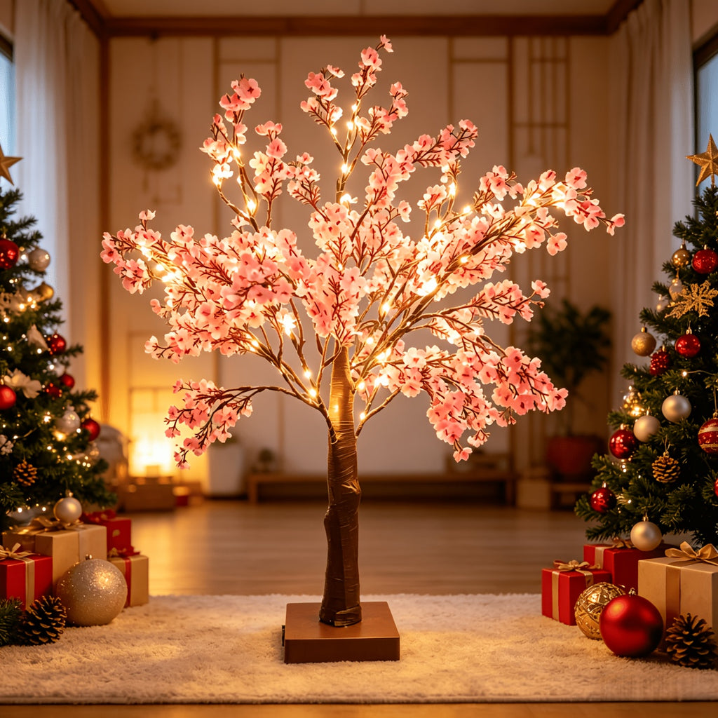 Pink Cherry Blossom Decorative Tree Lamp – USB Tabletop Flower Light