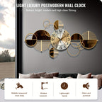 34 × 17 Inch Modern Iron Wall Clock – 3D Decorative Metal Wall Art