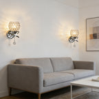 2-Piece Golden Crystal Wall Sconce Set – Modern E26 Decorative Lights