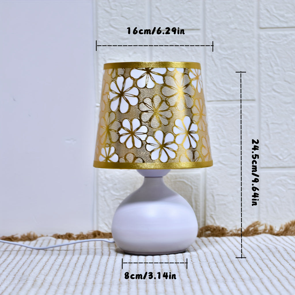 Modern Golden Floral Table Lamp – USB Powered Decorative Desk Light