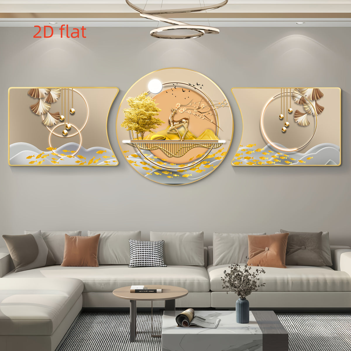 3-Piece Abstract Deer Wall Art Set – Framed Decorative Paintings