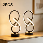 2-Piece Modern Spiral Table Lamp Set – USB Powered Dimmable LED Lights
