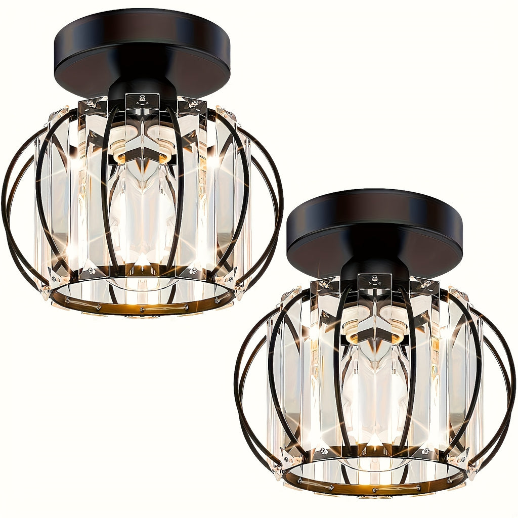 2-Piece Modern Metal Cage Ceiling Light Set – Semi-Flush Indoor Fixtures