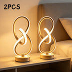 2-Piece Modern Spiral Table Lamp Set – USB Powered Dimmable LED Lights