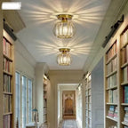 Modern Crystal Cage Ceiling Light – Semi-Flush Metal Ceiling Fixture