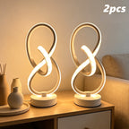 2-Piece Modern Spiral Table Lamp Set – USB Powered Dimmable LED Lights