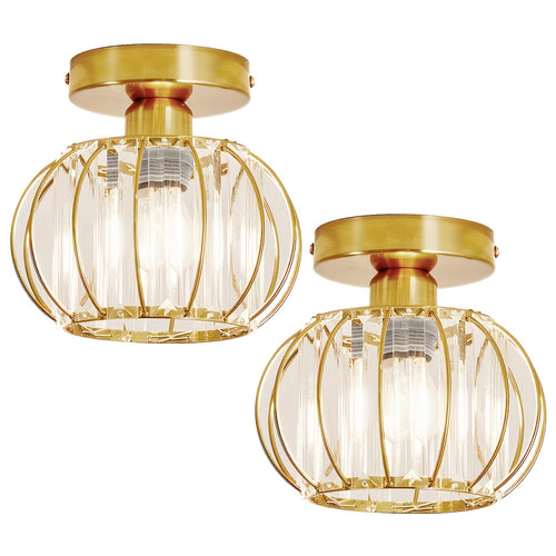 2-Piece Modern Metal Cage Ceiling Light Set – Semi-Flush Indoor Fixtures