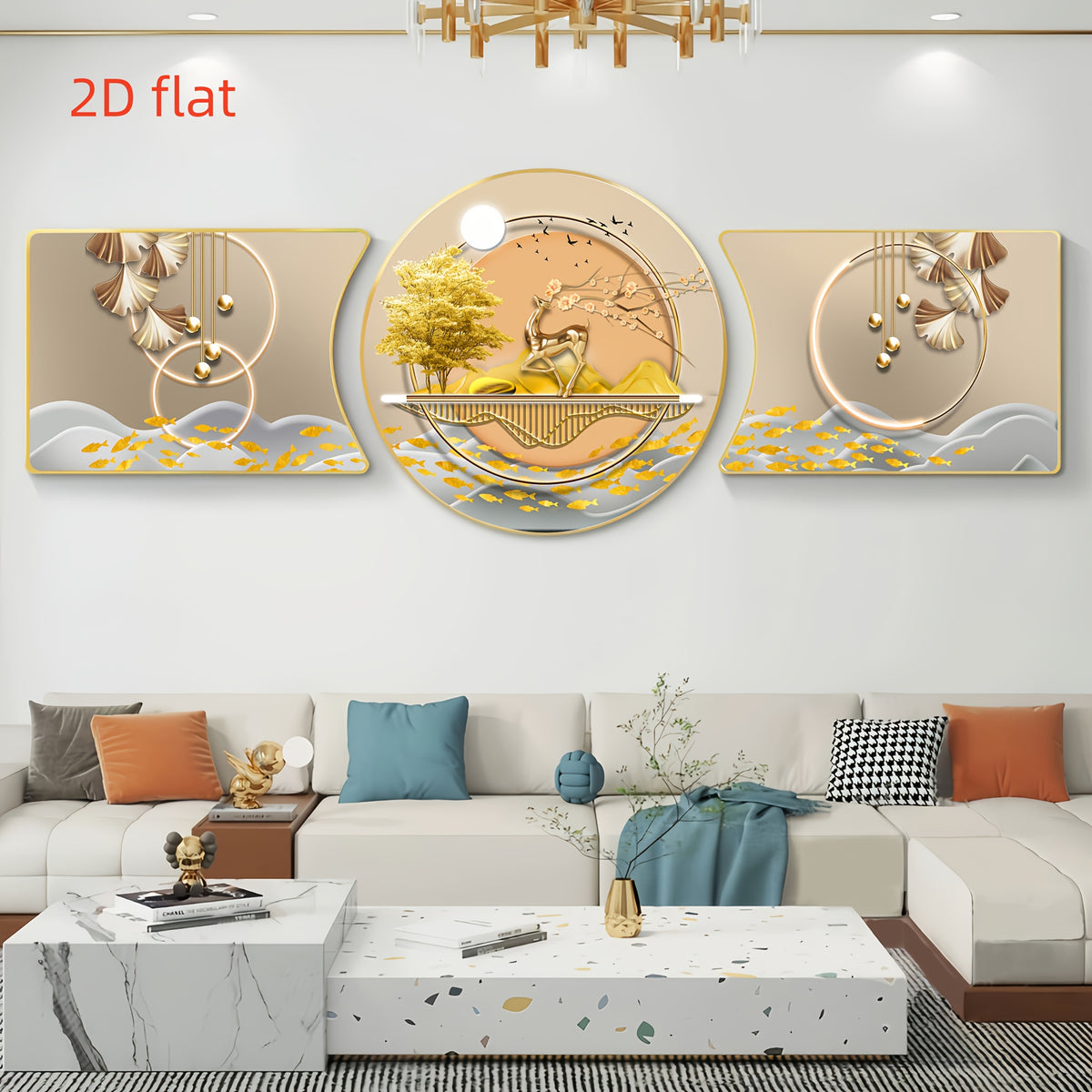 3-Piece Abstract Deer Wall Art Set – Framed Decorative Paintings