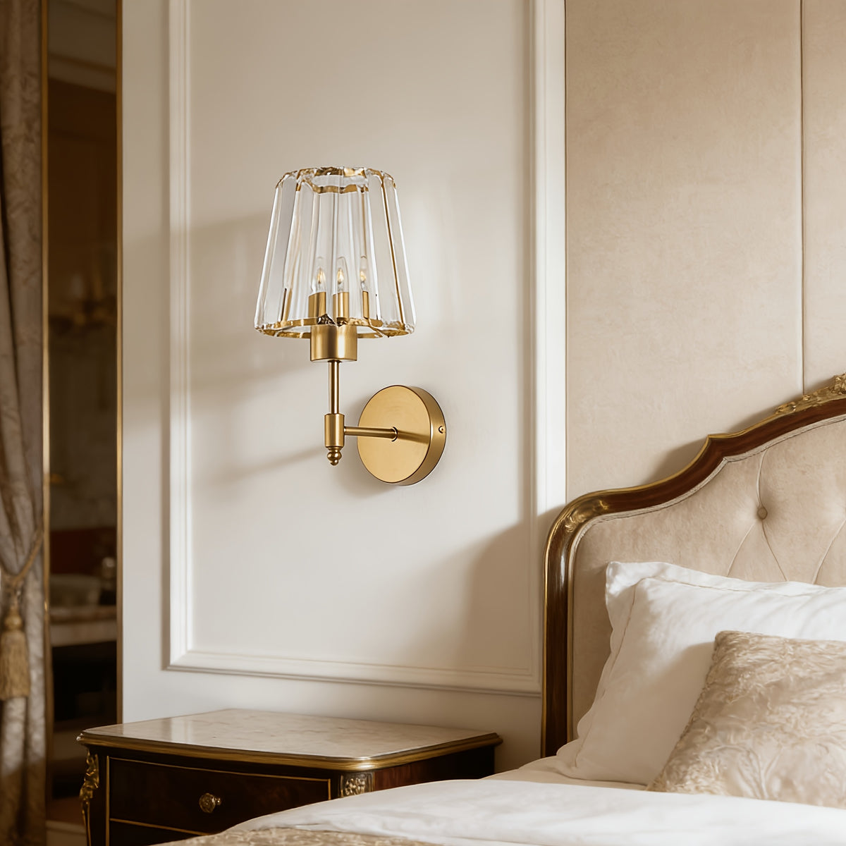Modern Crystal Mask Wall Sconce – Decorative Metal Wall Light for Bedroom & Living Room