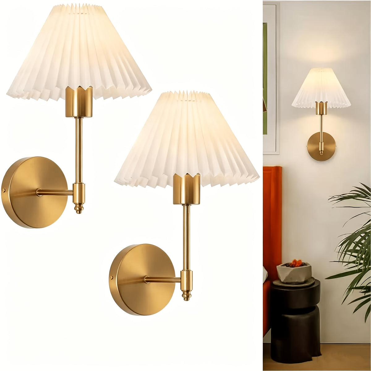 2-Piece Modern Metal Wall Sconce Set – Hardwired Decorative Wall Lights
