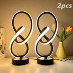 2-Piece Modern Spiral Table Lamp Set – USB Powered Dimmable LED Lights