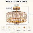 Modern Crystal Pendant Ceiling Light – E14 3-Bulb Semi-Flush Fixture