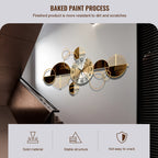 34 × 17 Inch Modern Iron Wall Clock – 3D Decorative Metal Wall Art