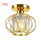 Modern Crystal Cage Ceiling Light – Semi-Flush Metal Ceiling Fixture