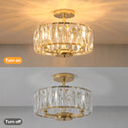 Modern Crystal Pendant Ceiling Light – E14 3-Bulb Semi-Flush Fixture
