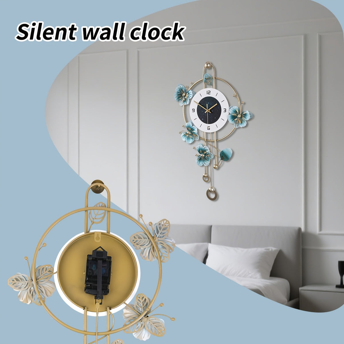 3D Butterfly Metal Wall Clock – Modern Silent Decorative Wall Art