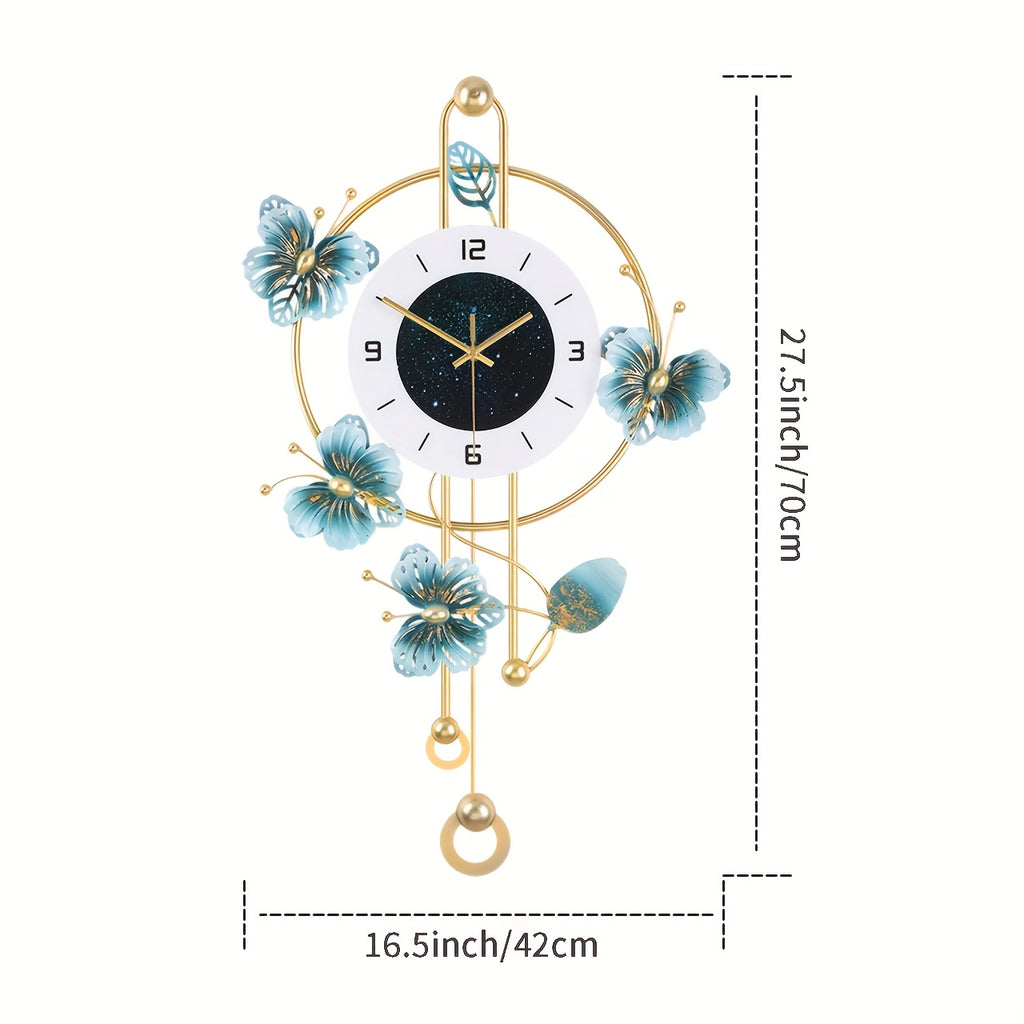 3D Butterfly Metal Wall Clock – Modern Silent Decorative Wall Art