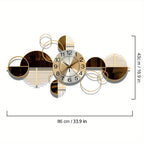 34 × 17 Inch Modern Iron Wall Clock – 3D Decorative Metal Wall Art