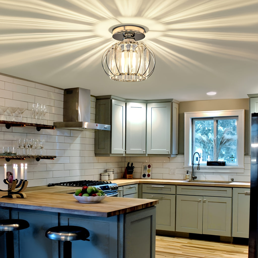 2-Piece Modern Metal Cage Ceiling Light Set – Semi-Flush Indoor Fixtures