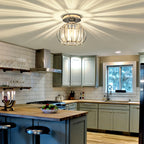 2-Piece Modern Metal Cage Ceiling Light Set – Semi-Flush Indoor Fixtures