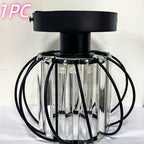 Modern Crystal Cage Ceiling Light – Semi-Flush Metal Ceiling Fixture