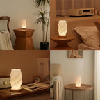 3D Printed Vase Night Light with Wooden Base – Decorative Table Lamp