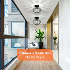 Modern Crystal Cage Ceiling Light – Semi-Flush Metal Ceiling Fixture