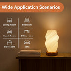 3D Printed Vase Night Light with Wooden Base – Decorative Table Lamp