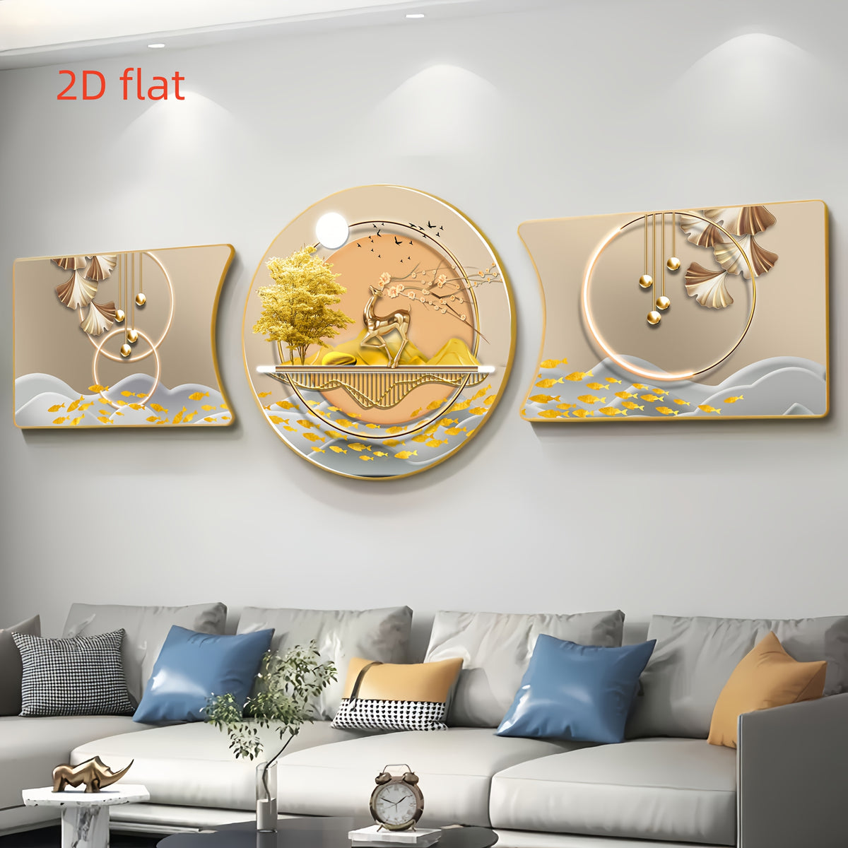 3-Piece Abstract Deer Wall Art Set – Framed Decorative Paintings