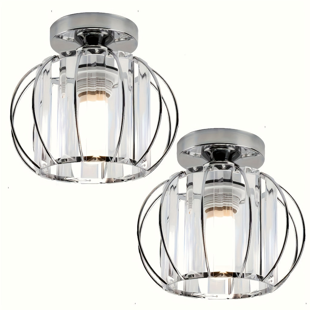 2-Piece Modern Metal Cage Ceiling Light Set – Semi-Flush Indoor Fixtures