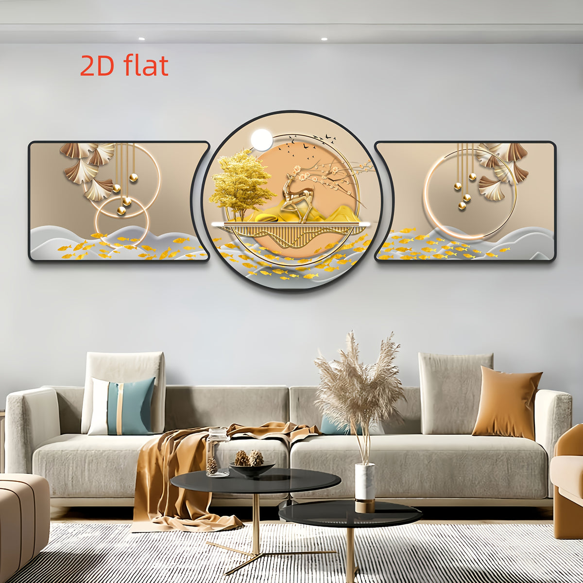 3-Piece Abstract Deer Wall Art Set – Framed Decorative Paintings